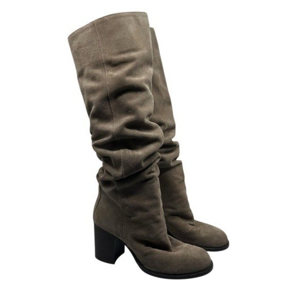 Free People 37.5 /  US 7 Elle Tall Slouchy Boots Mushroom Suede Leather Beige